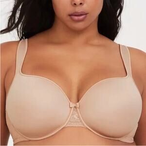 Torrid Sexy Full Coverage Bra Nude Cream Underwire Lined Plus Size 48DDD